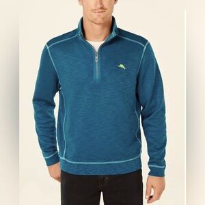 TOMMY BAHAMA | Tobago Bay half-zip L/S textured shirt/sweatshirt teal